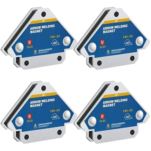 28lb Welding Magnets, Heavy Duty Magents Holder, 4Pcs 3" Strength Strong Magnetic Clamps Arrow Holder Metal Working Mig Tools and Equipment 45, 90, 135 Degree Angle in Soldering, Marking Off, Pipe