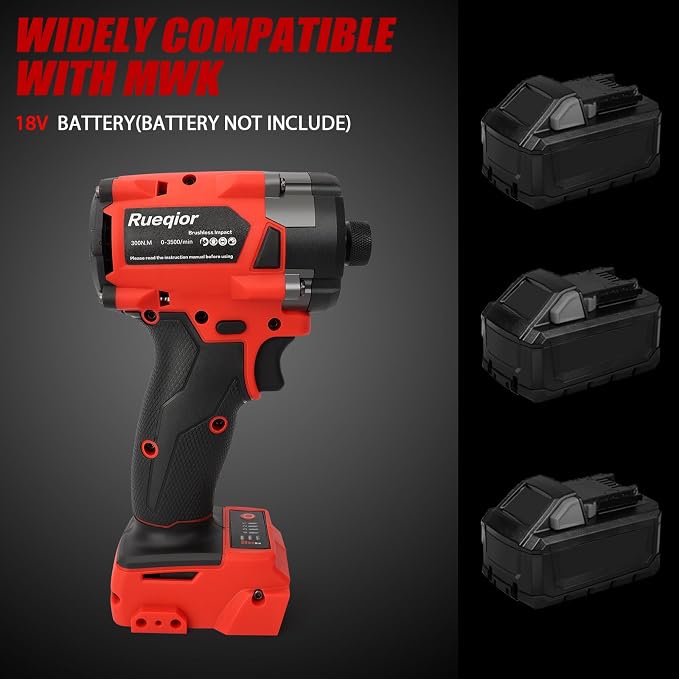 Cordless Impact Driver 1/4 Inch Compatible with Milwaukee 18V Battery, 2800 In-lbs(300N.m) Brushless Impact Driver, 3-Speed Lightweight Power Impact Drivers With LED Light