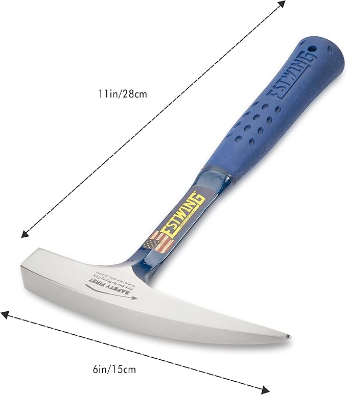 ESTWING Rock Pick - 14 oz USA Made Geology Hammer with Pointed Tip & Shock Reduction Grip - E3-14P