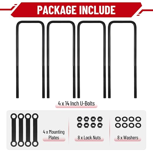 14 Inch Square Bend U-Bolt Kit for Truck Chassis