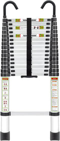 RIKADE Telescopic Ladder, 20.3 ft Aluminum Telescoping Ladder with Stable Hook and Non-Slip Feet, Portable Extension Ladder for Household and Outdoor Working, Max Load 330 lb, Aluminum