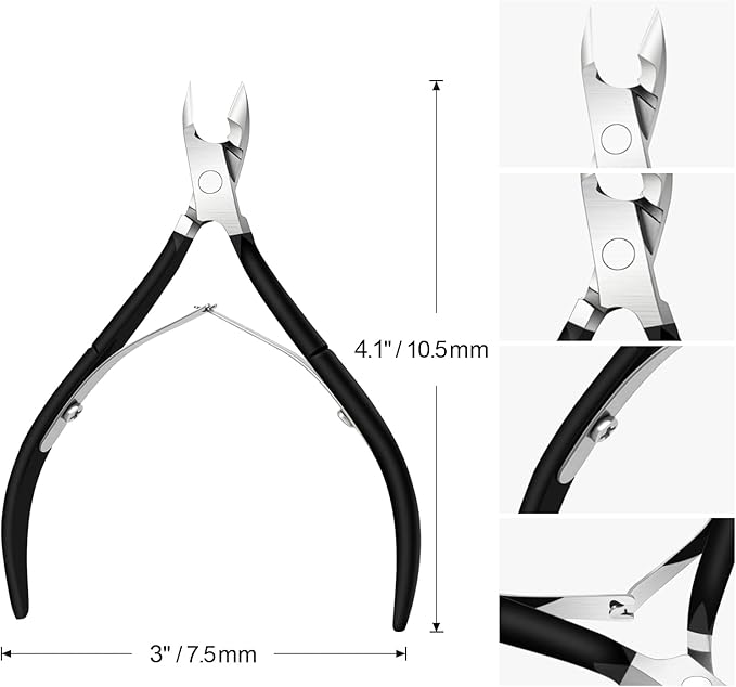4 Packs Cuticle Nipper, Premium Stainless Steel Cuticle Trimmer for Manicure & Pedicure at Home/Spa/Salon [Black]