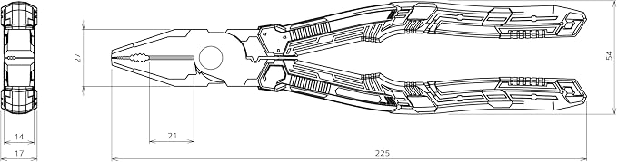 Engineer PZ-78 Side Cutting Linemans Pliers with Unique Screw Extractor Gripping Jaws, High Leverage Design, Vertical Serrations to remove a screw head securly, Crimper for Bare Terminals