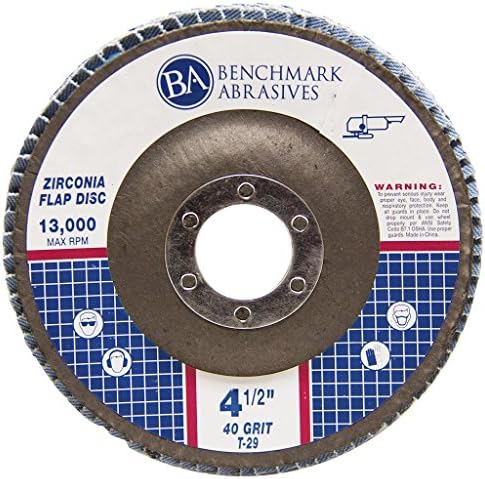 Benchmark Abrasives 4.5" x 7/8" Premium Zirconia T29 Angled Flap Discs 4 1/2 for Angle Grinder, Sanding Discs, Finishing, Rust, Stock Removal- Grinding Wheels 4 1/2 Inch (100 Pack) - 40 Grit
