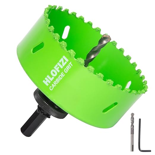 4-1/4" Carbide Grit Hole Saw for 4 Inch Recessed Lights, Cut Through Stucco, Ceiling Old Plaster, Drywall, Cement Board, Sheetrock with 1-1/2" Depth, Up to 3X Longer Life