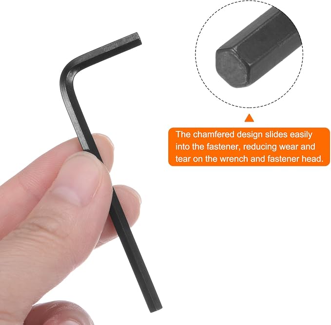HARFINGTON 10pcs Hex Key Wrench 9/64" L-Shape Hexagon SAE Wrenches Chrome Vanadium Steel Repairing Tool for Home Repair, Black
