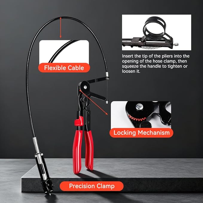 BARTOO 9pcs Hose Clamp Pliers Set, Hose Clamp Removal Tool for Automotive, Flexible Wire Long Reach Swivel Jaw Pliers for Fuel Oil Coolant Radiator Heater and Water Hose
