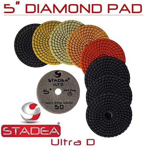 SWP108K Wet Stone Grinder Granite Wet Polisher - 5" Variable Speed Wet Polisher Grinder Kit with Diamond Granite Polishing Pads