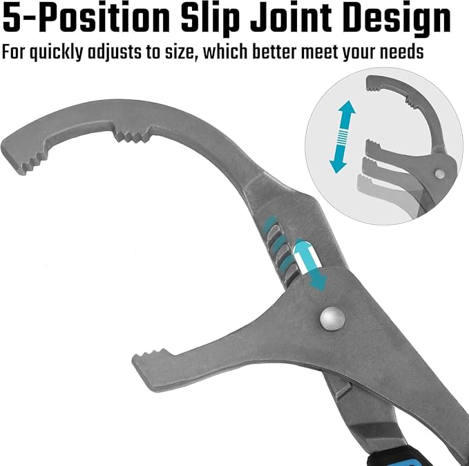 2-Piece Oil Filter Wrench Set (9" & 12") with Large Teeth & Grip | Forged gripping jaws firmly secure oily filters. 9" & 12" sizes deliver wide clamping range for diverse automotive tasks.