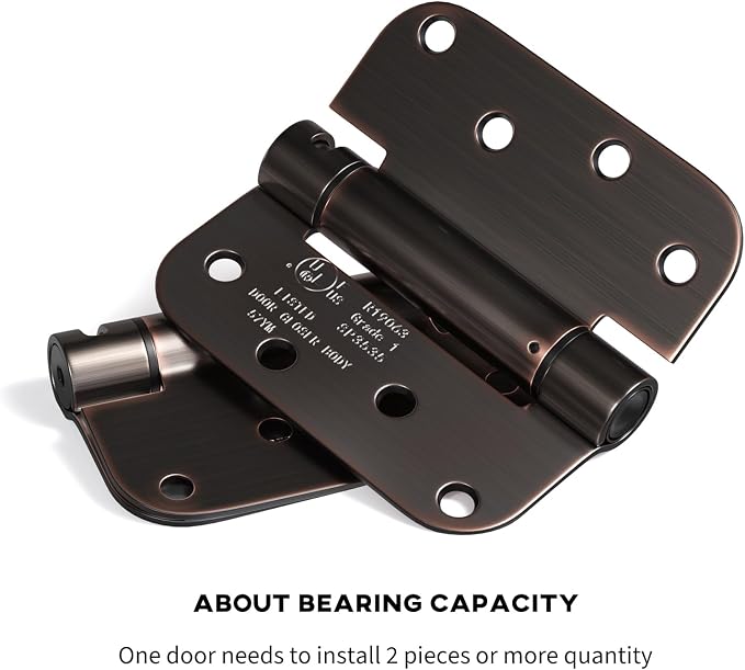 goldenwarm 2pack Oil Rubbed Bronze Door Hinges 4 Inch Self Closing Spring Door Hinge with 5/8" Radius Corners - Adjustable Door Closing, Residential & Heavy-Duty Hardware