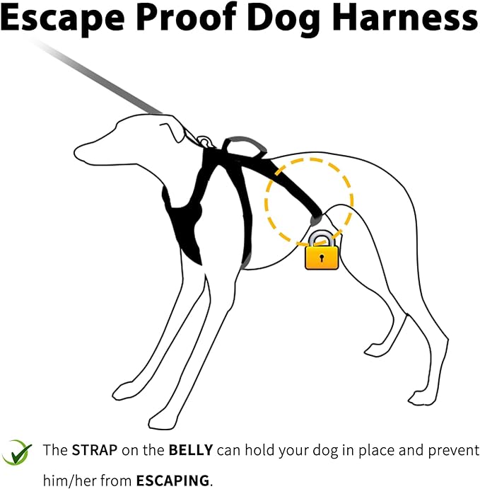 Escape Proof Dog Harness, Secure Dog Harness No Escape, Fully Reflective Harness with Handle, Breathable, Durable, Adjustable Vest for Small Dogs Walking, Training, and Running Gear (Black,S)