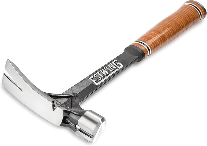 ESTWING Ultra Series Hammer - 19 oz USA Made Rip Claw Framing Hammer with Smooth Face & Genuine Leather Grip - E19S