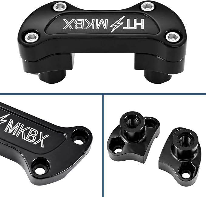 Black 1 inch Handlebar Riser Top Clamp Kit, 7075 Aluminum Bar Riser for 1” Handlebars, Fits Harley Touring Sportster Softail Dyna Models
