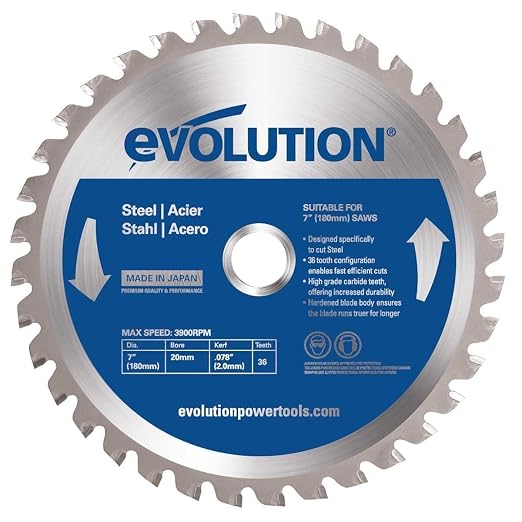 Evolution Power Tools 185BLADEST Steel Cutting Saw Blade, 7-1/4-Inch x 40-Tooth , Blue