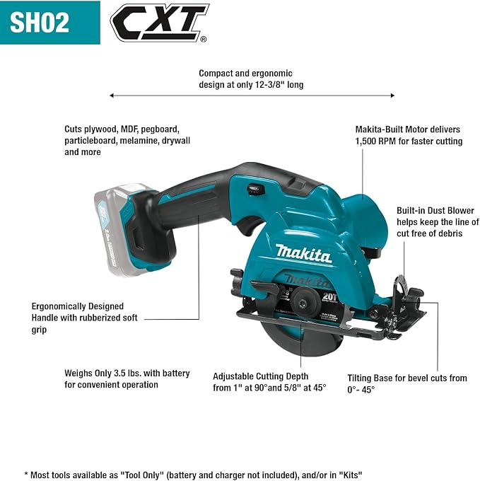 Makita SH02R1-R 12V MAX CXT Brushless Lithium-Ion 3-3/8 in. Cordless Circular Saw Kit (2 Ah) (Renewed)
