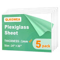 (5 Pack) 0.04"(1mm) Thick Clear Acrylic Sheets,24X36 Plexiglass Sheets for Craft, Sign Blank, DIY Display Project, Cut with Saw or Hand Tools