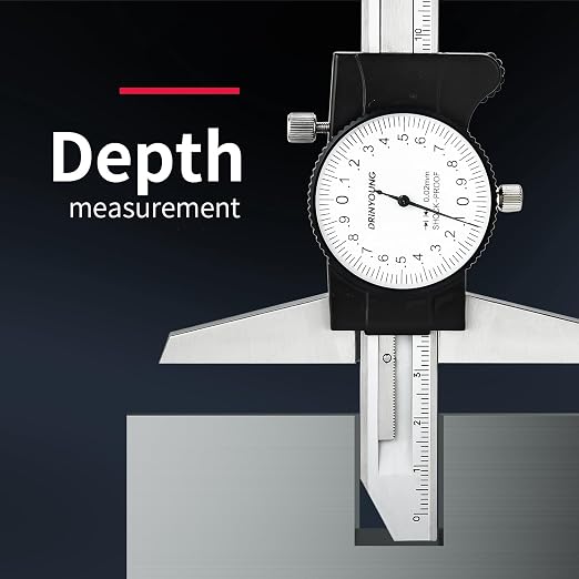 Depth Calipers with Gauge 0-150/200mm 0.02mm Precision Shockproof Four-use Measuring Tool (Mechanical/Automotive Repair)，DRINYOUNG (0-150 mm (Depth dial Caliper))