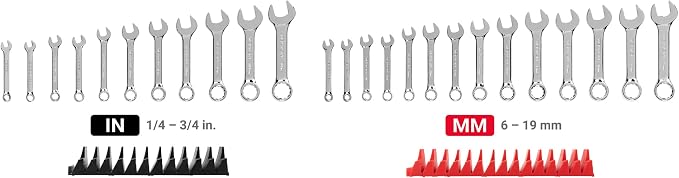TEKTON Stubby Combination Wrench Set, 25-Piece | WCB95403 | (1/4 - 3/4 in., 6 - 19 mm), Modular Organizers, Chrome Finish