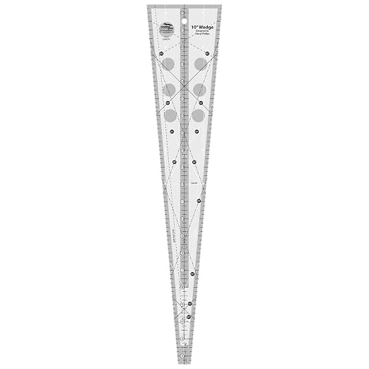 Creative Grids 10 Degree Wedge Quilt Ruler – CGRCP1 – Made in USA, 4-1/2in x 21in, Non-Slip Grip Acrylic Quilting, Sewing, Crafting, Patchwork Ruler & Template