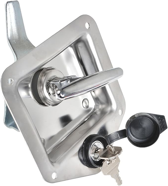 munirater 4-Pieces Rv Door Tool Box La-tch and Lock & Gasket T-Handle & Keys 304 Stainless Steel T-Handle Lock Highly Polished