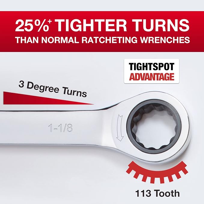 Jaeger 1-1/8 Inch Ratchet Wrench, 113-Tooth, Chrome Vanadium, SAE