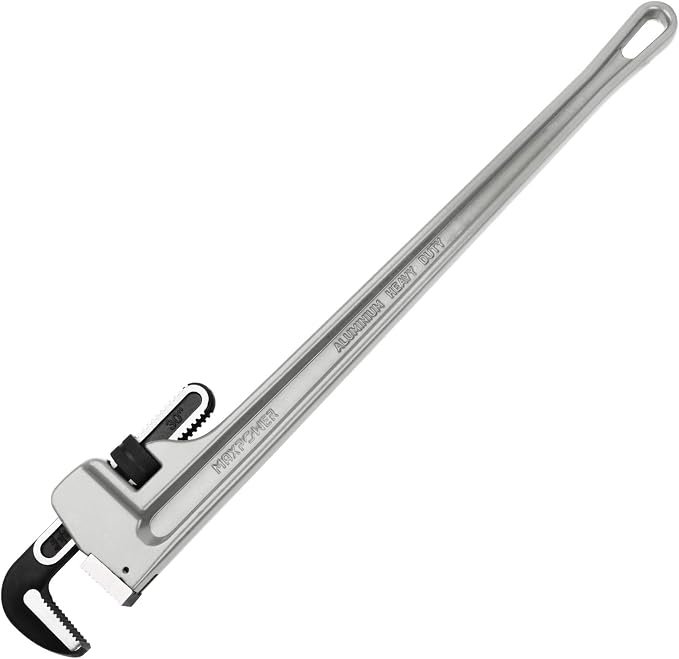 MAXPOWER 30-inch Pipe Wrench, 4.2" Jaw Opening, Aluminum Plumbing Wrench | Heavy Duty Adjustable Straight Pipe Wrench