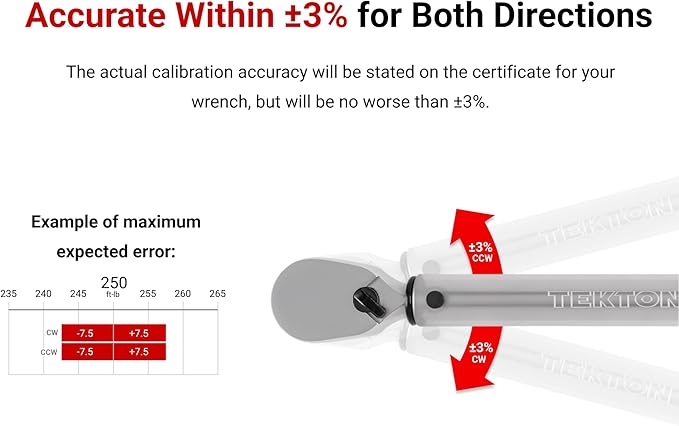 TEKTON 3/8 Inch Drive 90-Tooth Dual-Direction Micrometer Torque Wrench (10-100 ft-lb) | TRQ51402