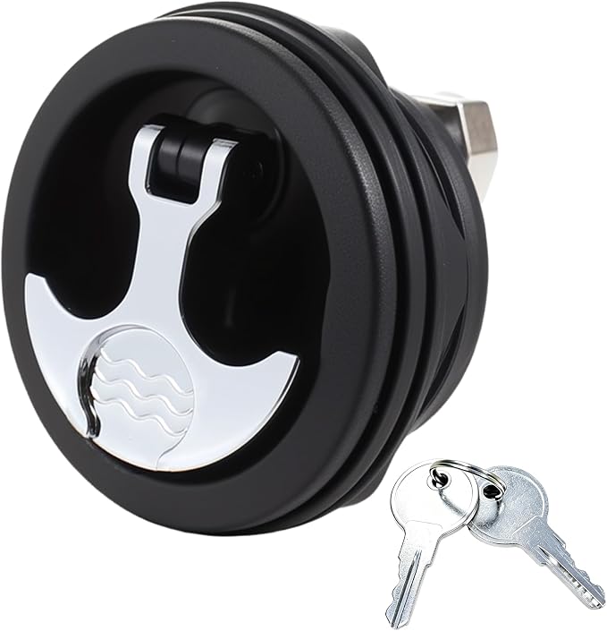 YSMITH Boat Latch T Handle with Lock for 2.5 Inch Holes, Marine Grade | Heavy-Duty Cam Pull Latch for Hatch Deck Door Pull Storage Lid Compartment