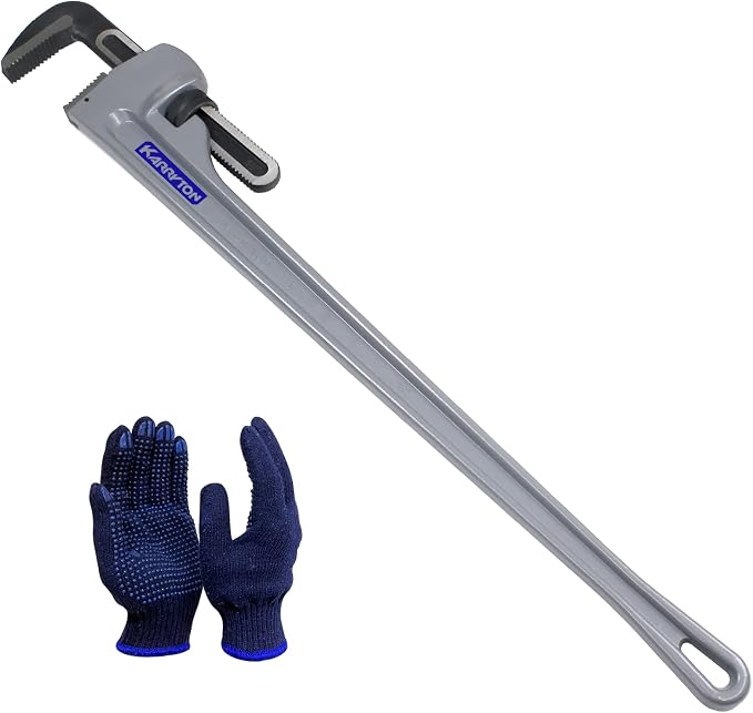 48 Inch Aluminum Pipe Wrench, 8"/200mm Adjustable Jaw Capacity, Heavy Duty Straight Handle Plumbing Wrenches Plumbers Tool, Exceed the Standard GGG (48-INCH)