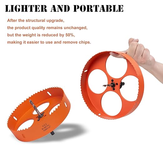 6-3/8 Inch Hole Saw with Arbor for Metal Wood Plastic, 6.3 in Bi-Metal Hole Cutter for Different Project with Smooth and Flat Drilling Edge, Fast Chip Removal,Lighter and Portable