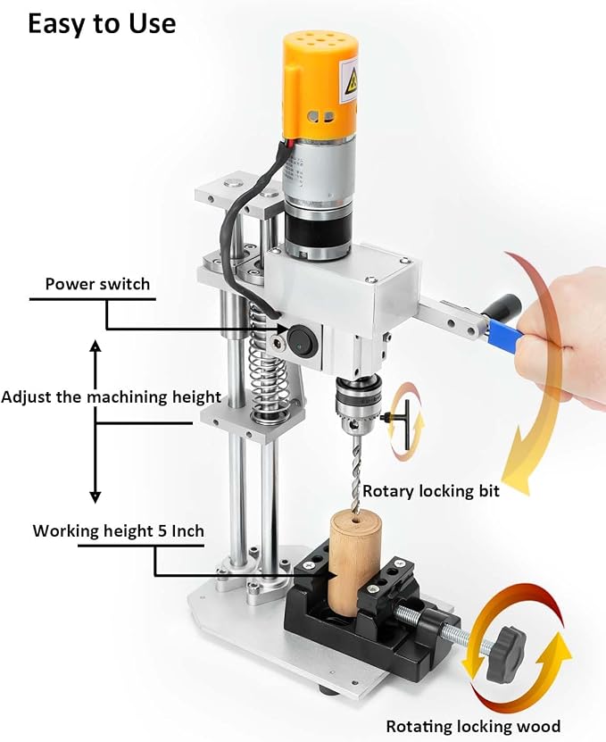 Mini Drill Press Table Compact And Portable Enhanced Model With High Torque, 440–880 Rpm Ideal For Woodworking, Pen Making, Metalworking, Epoxy Projects, Jewelry Making, Diy Crafts, Handicrafts