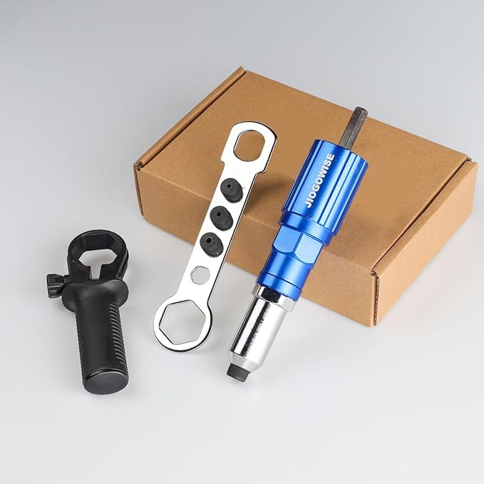 Professional Rivet Gun Adapter Kit,Electric Power Drill Rivet Attachment,Easy Processing for Pop Riveting Work,4 Rivet Heads 2.4mm 3.2mm 4.0mm 4.8mm and 80pcs Rivet Nails