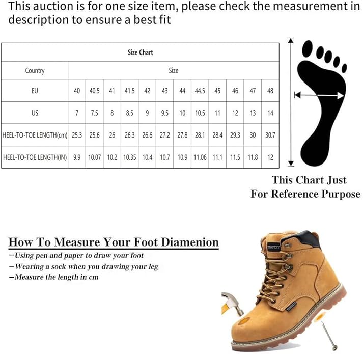 Work Safety Boots for Men Durable Crazy-Horse Leather Indestructible Steel Toe Waterproof and Non-Slip Better Warmth Men Work Shoes