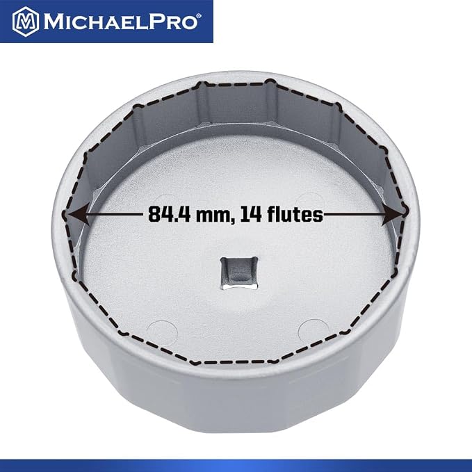 MichaelPro 84.4mm Oil Filter Cap Wrench Compatible with Mercedes-Benz, Dodge and Jeep 3.0L V6 Diesel Engines, 14 flutes, Easily Remove Stubborn Oil Filters | MP009099