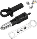 Car Pop Rivet Gun Adapter Kit, Electric Riveter Gun Power Drill Attachment with 4 Riveting Heads, Cordless Auto Riveting Handle Tool Drill Adaptor, Universal for Vehicles