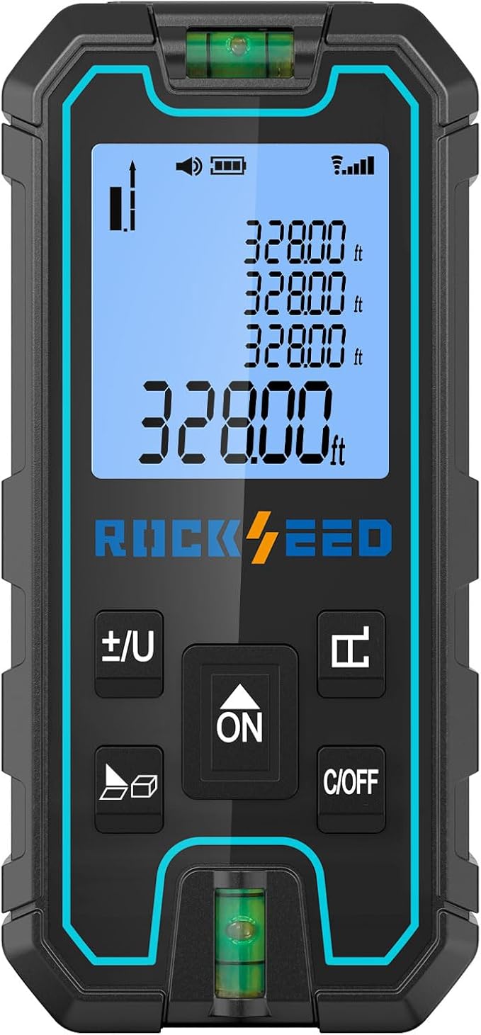 Laser Measure 165 Feet, RockSeed Portable Laser Distance Meter, Digital Distance Measurement with 2 Bubble Levels, Laser Distance Measure with 5 Units Conversion