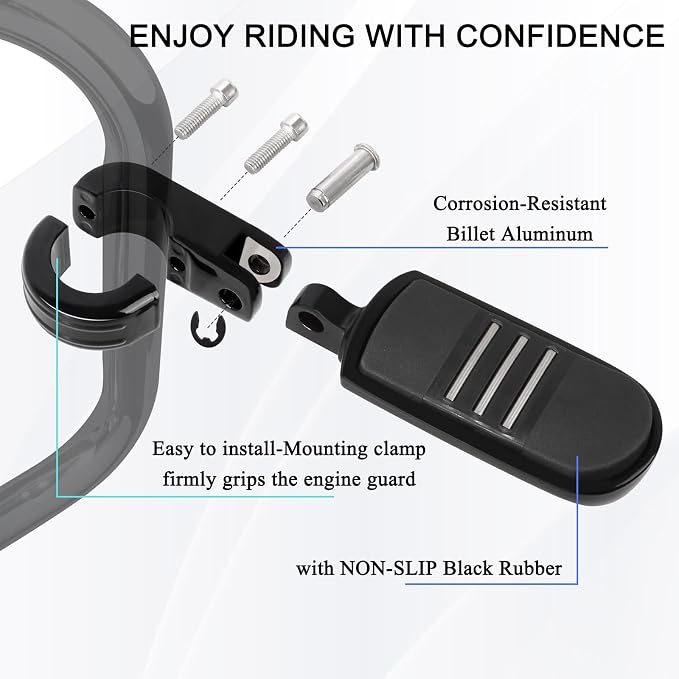 Adjustable Highway Foot Pegs for Harley Touring 1.25" （32mm）engine guards