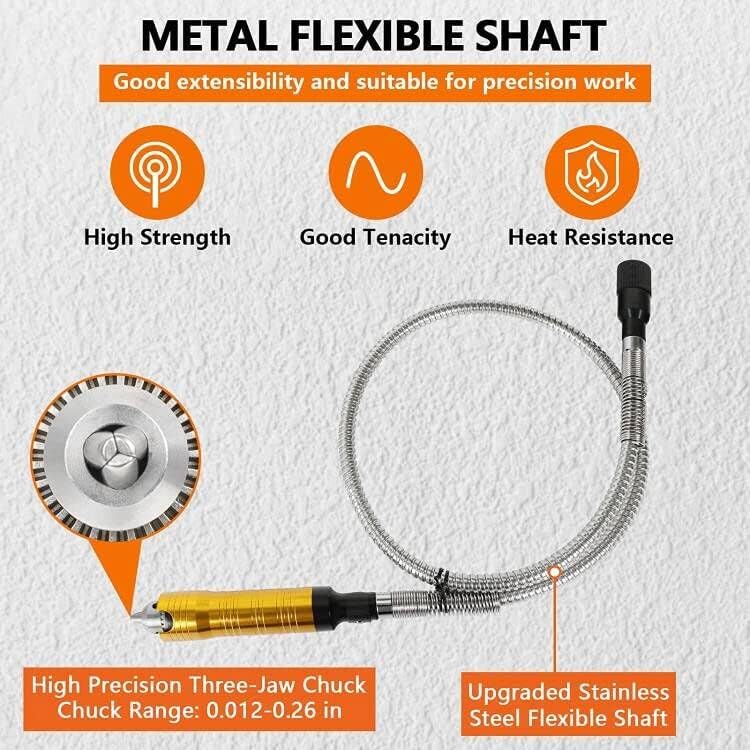 380W Flex Shaft Grinder Rotary Tool Electric Hanging Carver, Metalworking Jewelry Repair DIY Kit, Foot Pedal Control, Metal Flexible Shaft, with Spare Inner Shaft