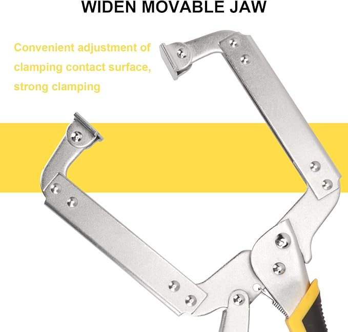 4 Pack 14 Inch C Clamp Locking Pliers,Locking C Clamp, Adjustable Nickel Plated C Pliers For Wood Working, Welding, Electrician Maintenance and more, by GENHAKON