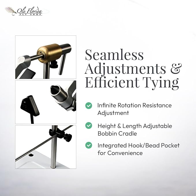 Rotary Fly Tying Vise - Peak Fishing Vise With Pedestal Base