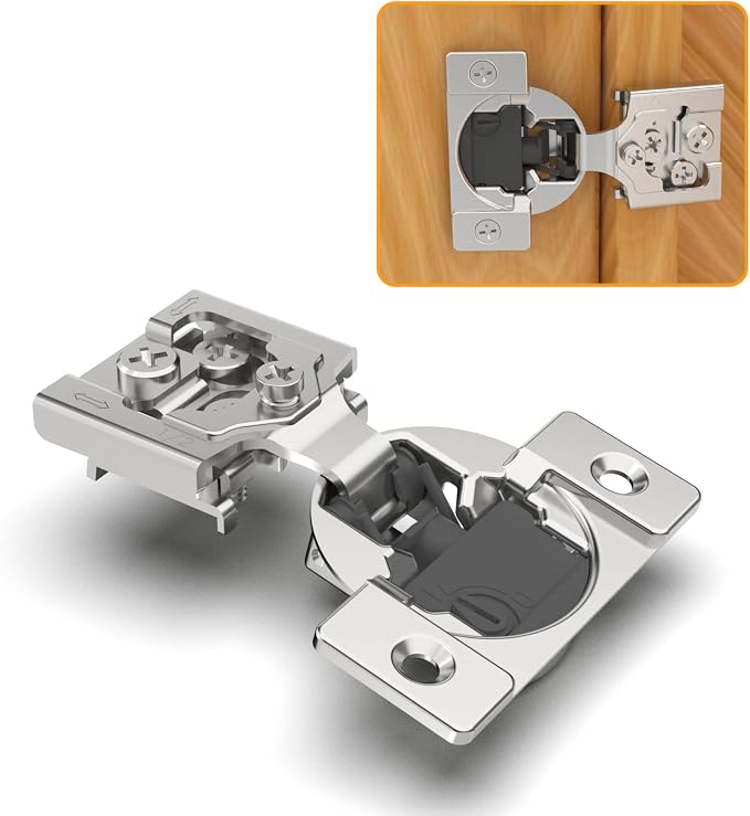 Chibery 60 Pack 1/2" Overlay 4D Soft Close Concealed Hinges for Face Frame Door, Adjustable Closing Speed, Smooth Slow Self Close Hinges, Satin Nickel, 105° Open Angle Stainless Steel Cabinet Hinges