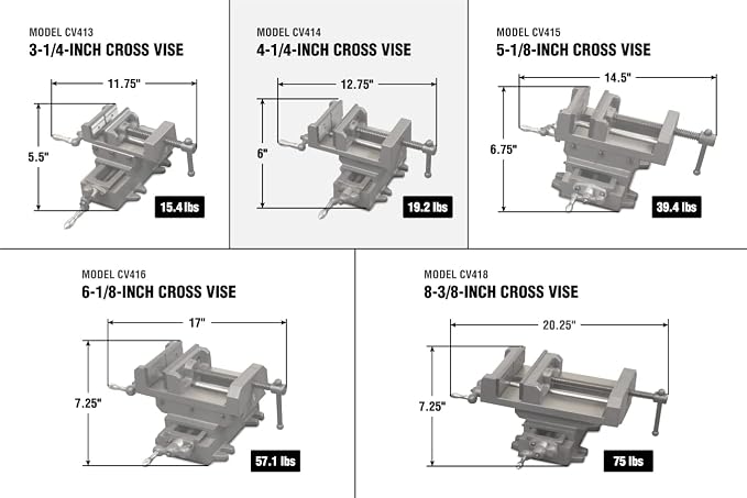 WEN Cross Vise, 4.25-Inch with Compound Slide for Mills and Drill Presses (CV414),Black
