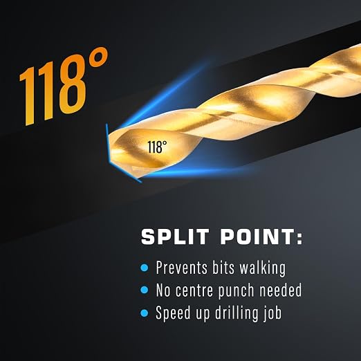 230 Pcs Titanium Twist Drill Bit Set for Metal and Wood,Coated HSS Conventional 118 Deg Tip Titanium Drill Bit Kit Set, Drill Bits Kit with Storage Case, 3/64"-1/2"