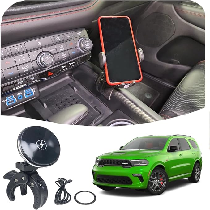 Phone Mount for Dodge Durango 2021-2025 | Dashboard Phone Holder Clamps onto The Center Console (15W Wireless Mag Safe)