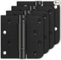 Luxbaro 4 Pack Self Closing Door Hinges 4 Inch, Matte Black Spring Loaded Hinges with Square & 5/8" Radius Corners, Adjustable Tension for Garage, Front Door, for Left and Right Hand Door, UL Listed