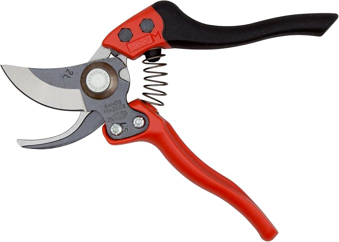 Bahco BAHPX-S2 ERGO Small Bypass Secateurs, 7" Length, Elastomer-Coated Fixed Soft Grip Handle, 3/4" Cutting Capacity, Lightweight Garden Pruners Designed for Comfort and Precision