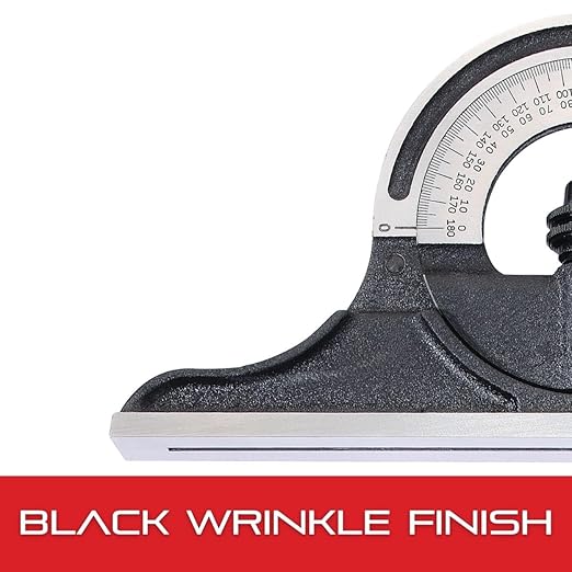 Starrett Protractor Head for Combination Squares, Combination Sets and Bevel Protractors - Reversible Head, Black Wrinkle Finish - PR-1224W