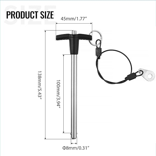 T Handle Quick Release Pin 5/16 Inch Diameter,304 Stainless Steel Ball Locking Pin with Push Button Lanyard Usable Length 3.94"(8mm x 100mm)
