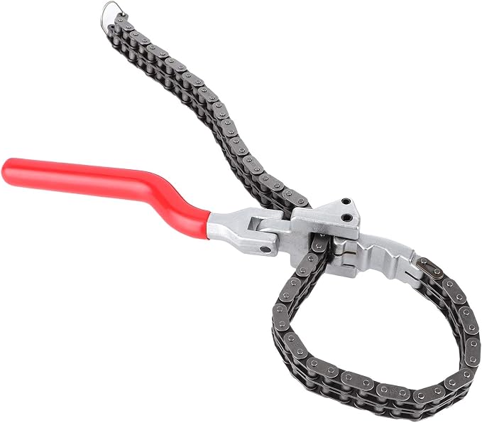 Chain Type Oil Filter Wrench, Oil Filter Spanner with 13.8in Cranked Swivel Handle, 20.5in Double - Width Chain for Canister Filters 2.4–6.3in, Ergonomic Auto Car Repair