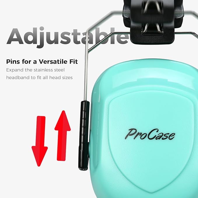 ProCase Noise Reduction Ear Muffs, Sound Proof Ear Protection, NRR 28dB Noise Cancelling Headphones for Adults Kids Autism, Hearing Protection for Mowing -Teal